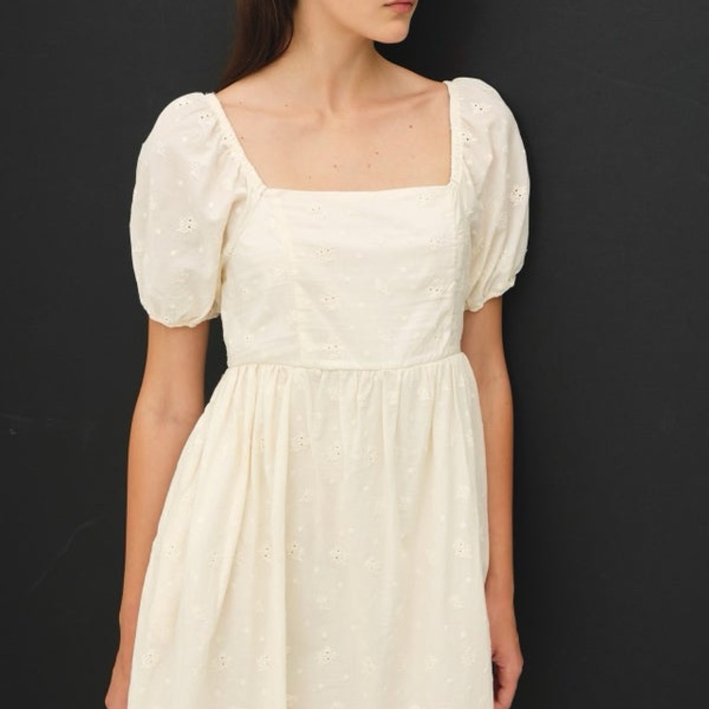 BE COOL Cream Puff Sleeve Midi Dress